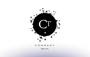 CT c t daire grunge sıçrama Alfabe harf logo vektör simge te