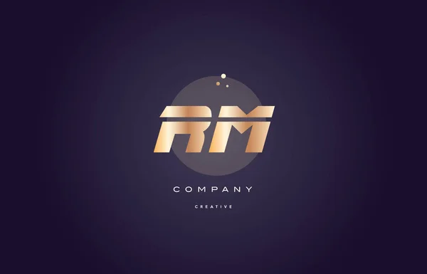 Rm r m ouro metal roxo alfabeto letra logotipo ícone modelo —  Vetores de Stock