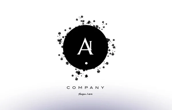 Ai a i círculo grunge splash alfabeto letra logo vector icono te — Vector de stock