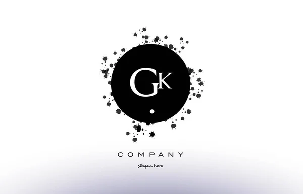 Gk g k  circle grunge splash alphabet letter logo vector icon te — Stock Vector