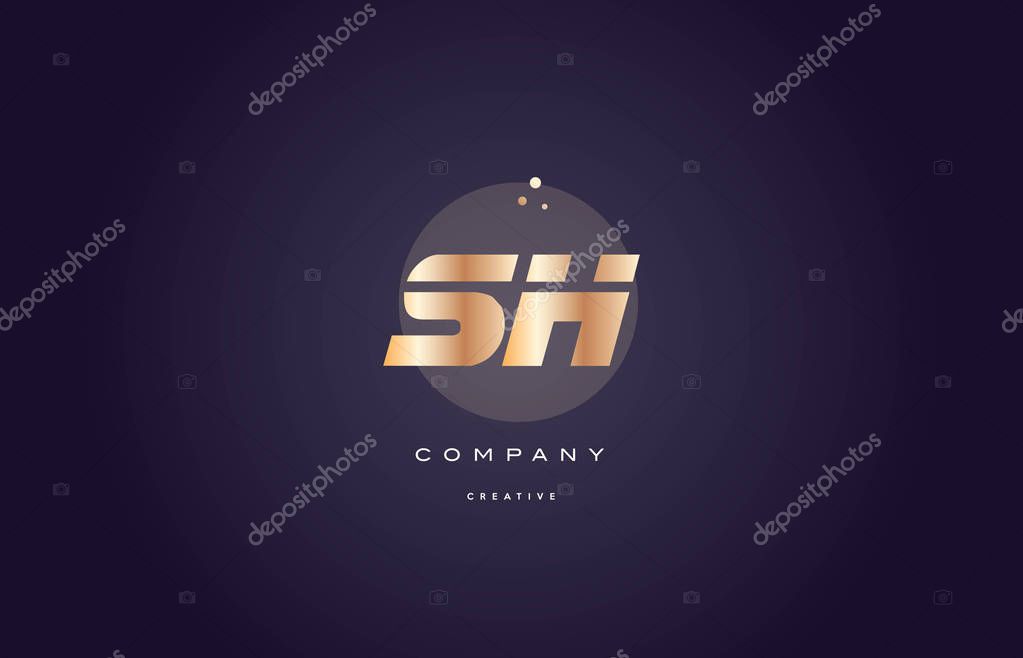 Sh s h  gold yellow golden metal metallic bold luxury product modern creative gradient alphabet company logo design vector icon template