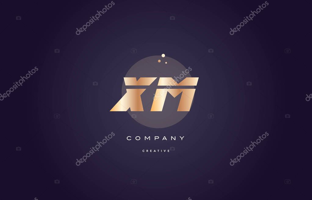 Xm x m  gold yellow golden metal metallic bold luxury product modern creative gradient alphabet company logo design vector icon template