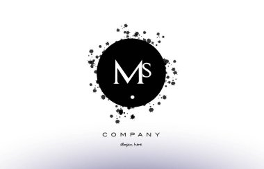 MS m s daire grunge sıçrama Alfabe harf logo vektör simge te