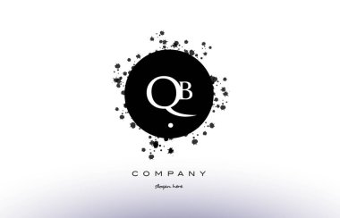 QB q b daire grunge sıçrama Alfabe harf logo vektör simge te