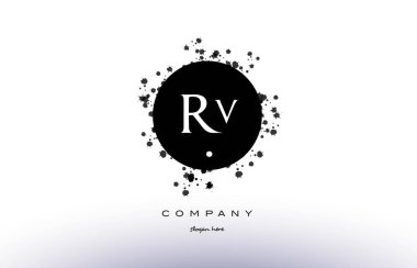 RV r v daire grunge sıçrama Alfabe harf logo vektör simge te