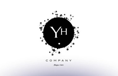 YH y h daire grunge sıçrama Alfabe harf logo vektör simge te