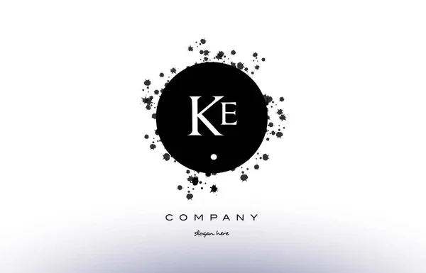 Ke k e circle grunge splash alfabeto lettera logo vettoriale icona te — Vettoriale Stock