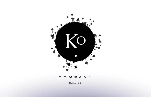 Ko k o  circle grunge splash alphabet letter logo vector icon te — Stock Vector