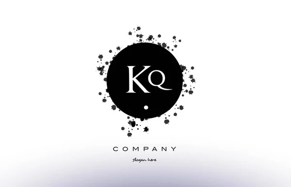 Kq k q  circle grunge splash alphabet letter logo vector icon te — Stock Vector