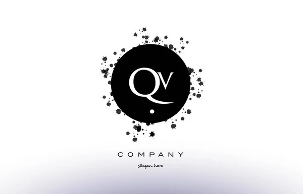 QV q v kruhu grunge úvodní abeceda dopis logo Vektorové ikonu te — Stockový vektor