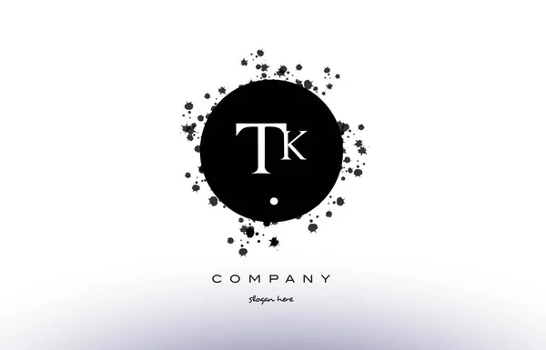 Tk t k  circle grunge splash alphabet letter logo vector icon te — Stock Vector