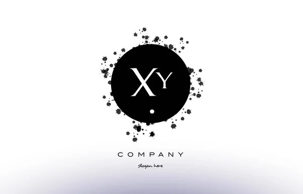 Xy x y  circle grunge splash alphabet letter logo vector icon te — Stock Vector