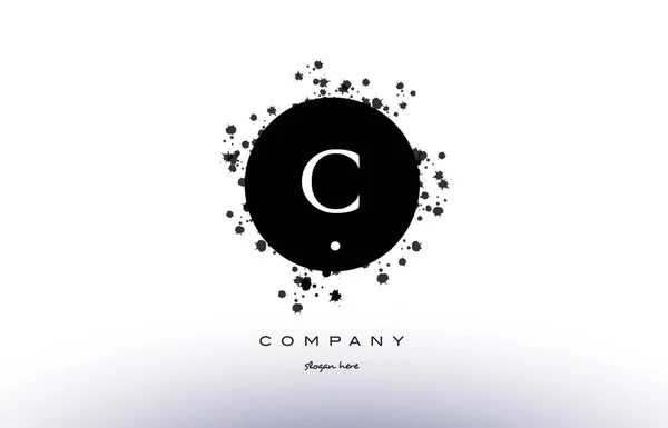 C daire grunge sıçrama Alfabe harf logo vektör simge şablon — Stok Vektör