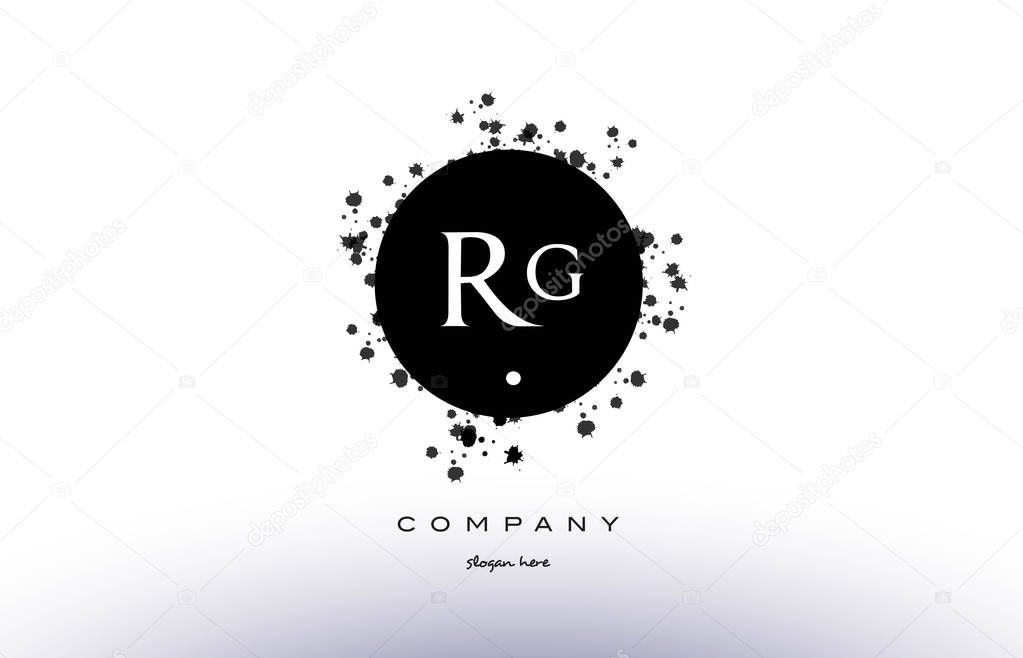 Rg r g  black white circle grunge splash vintage retro alphabet company logo design vector icon template