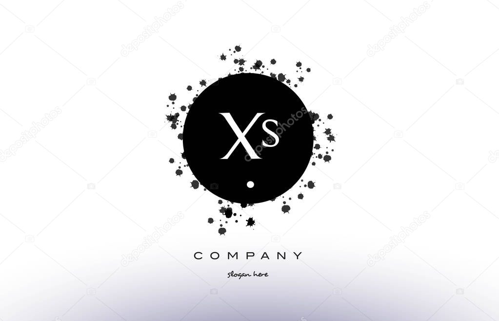 Xs x s  black white circle grunge splash vintage retro alphabet company logo design vector icon template