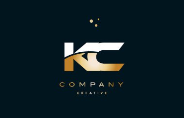 KC k c beyaz sarı altın altın lüks Alfabe harf logo ICO