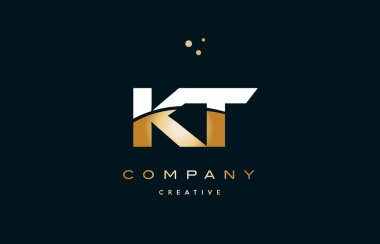 KT k t beyaz sarı altın altın lüks Alfabe harf logo ICO