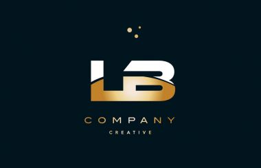 lb l b beyaz sarı altın altın lüks Alfabe harf logo ICO