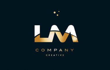 LM l m beyaz sarı altın altın lüks Alfabe harf logo ICO