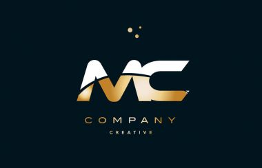 MC m c beyaz sarı altın altın lüks Alfabe harf logo ICO
