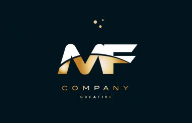 mf m f  white yellow gold golden luxury alphabet letter logo ico clipart