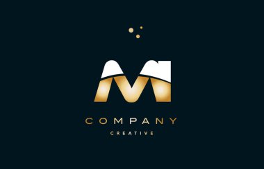 Sarı altın altın lüks Alfabe harf logo ICO beyaz mi m
