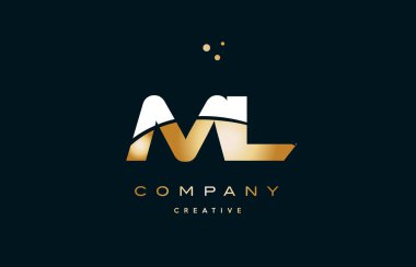 ml m l beyaz sarı altın altın lüks Alfabe harf logo ICO