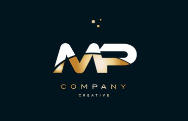 MP m p sarı altın altın lüks Alfabe harf logo ICO beyaz