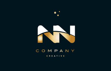 NN n beyaz sarı altın altın lüks Alfabe harf logo simge 