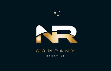 Nr n r beyaz sarı altın altın lüks Alfabe harf logo ICO
