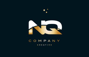 NQ n q beyaz sarı altın altın lüks Alfabe harf logo ICO