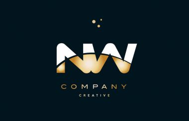 Batı n w beyaz sarı altın altın lüks Alfabe harf logo ICO