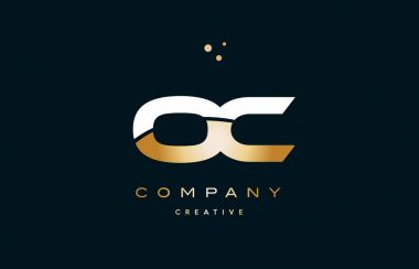 OC o c beyaz sarı altın altın lüks Alfabe harf logo ICO