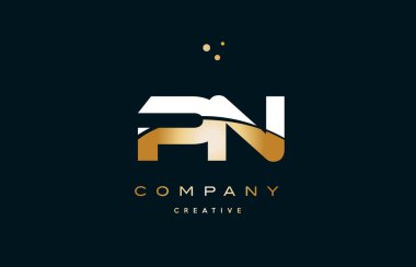 PN p n beyaz sarı altın altın lüks Alfabe harf logo ICO
