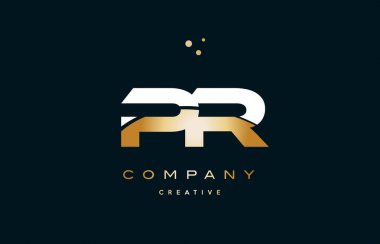 PR p r beyaz sarı altın altın lüks Alfabe harf logo ICO