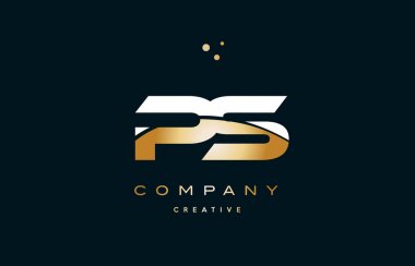 PS p s beyaz sarı altın altın lüks Alfabe harf logo ICO