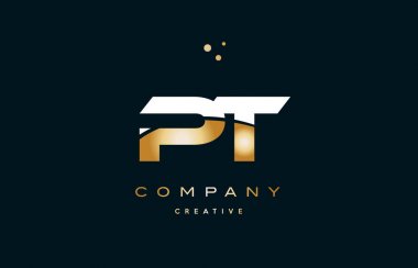 PT p t beyaz sarı altın altın lüks Alfabe harf logo ICO