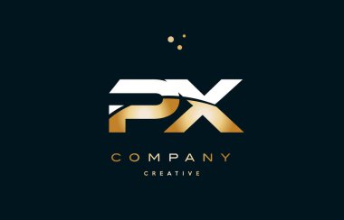 PX p x beyaz sarı altın altın lüks Alfabe harf logo ICO