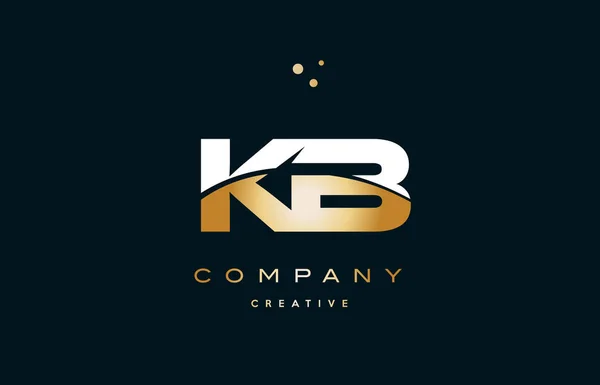 Kb k b blanc jaune or or luxe lettre alphabet logo ico — Image vectorielle