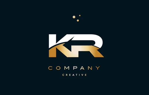 Kr k r oro amarillo blanco oro lujoso alfabeto letra logo ico — Vector de stock