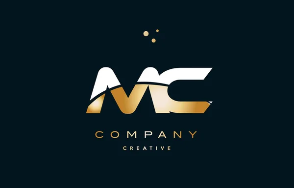 Mc m c  white yellow gold golden luxury alphabet letter logo ico — Stock Vector