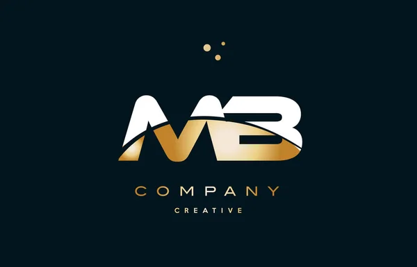 Mb m b oro amarillo blanco oro alfabeto de lujo letra logo ico — Vector de stock