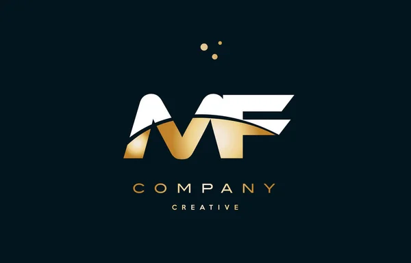 Mf m f  white yellow gold golden luxury alphabet letter logo ico — Stock Vector