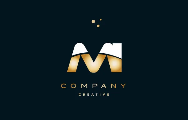 Mi m i blanc or jaune doré luxe lettre alphabet logo ico — Image vectorielle