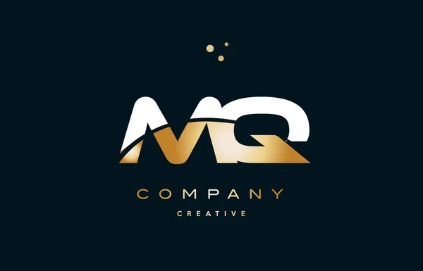 MQ m q vit gul guld gyllene lyx alfabetet brev logotyp ico — Stock vektor