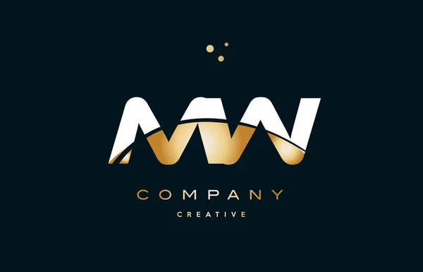 Mw m w blanc jaune or or luxe lettre alphabet logo ico — Image vectorielle