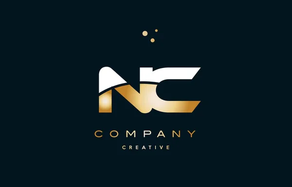 NC n c wit geel goud gouden luxe alfabet letter logo ico — Stockvector