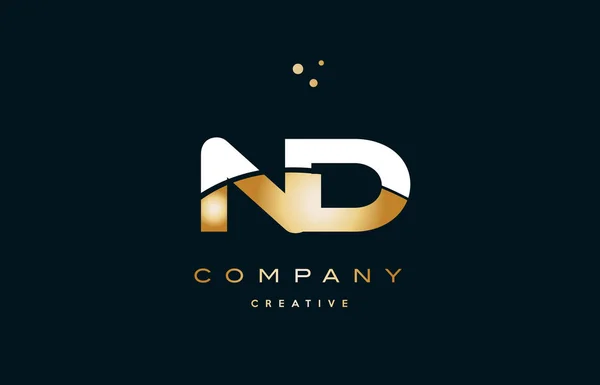 ND n d wit geel goud gouden luxe alfabet letter logo ico — Stockvector