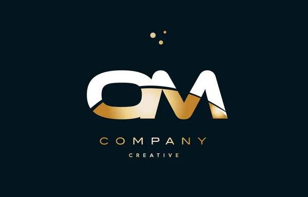 Om o m blanc jaune or or luxe lettre alphabet logo ico — Image vectorielle