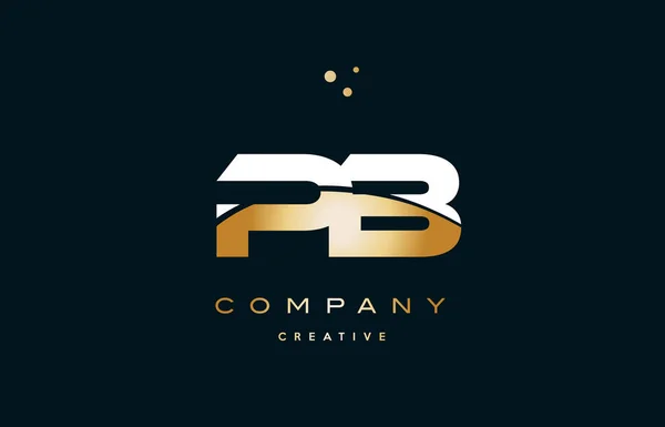 Pb p b oro blanco amarillo oro lujo alfabeto letra logo ico — Vector de stock